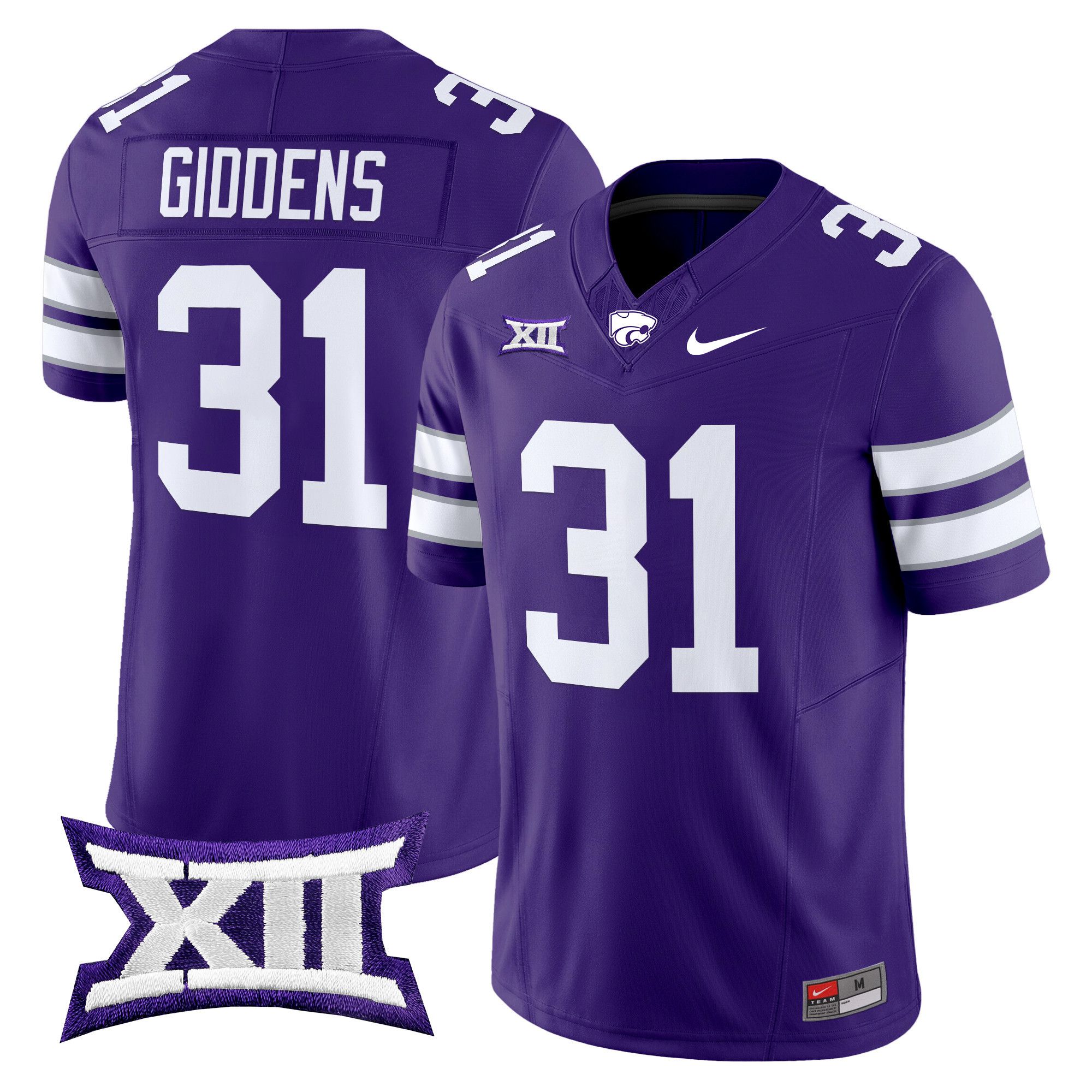 Men Kansas State Wildcats #31 Giddens Purple Nike 2024 Vapor Limited NCAA Jersey style 1